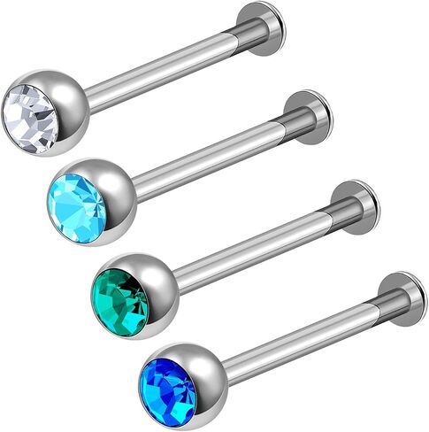 4 قطعة الصلب 16 جرام Labret خواتم ثقب المجوهرات الشفاه ميدوسا ميدوسا مونرو العمودي 2.5 مللي متر الجولة 4 مللي متر كريستال المزيد من الخيارات in Kuwait