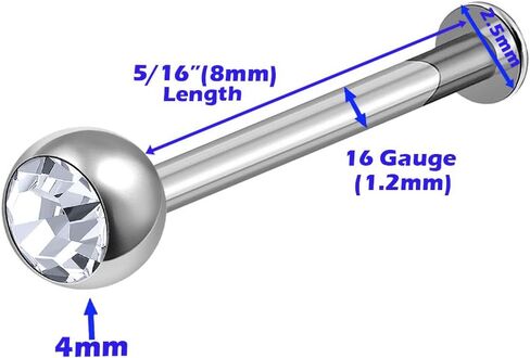 4 قطعة الصلب 16 جرام Labret خواتم ثقب المجوهرات الشفاه ميدوسا ميدوسا مونرو العمودي 2.5 مللي متر الجولة 4 مللي متر كريستال المزيد من الخيارات in Kuwait