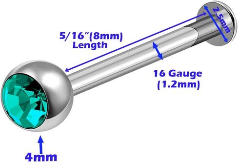 4 قطعة الصلب 16 جرام Labret خواتم ثقب المجوهرات الشفاه ميدوسا ميدوسا مونرو العمودي 2.5 مللي متر الجولة 4 مللي متر كريستال المزيد من الخيارات in Kuwait