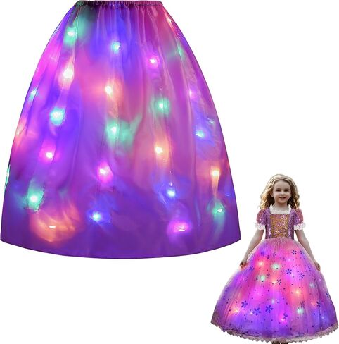 Light Up Princess Dress for Girls,Elsa White Costume Kids with Led Dress Up for Carnival Cosplay Halloween Christmas in Saudi Arabia