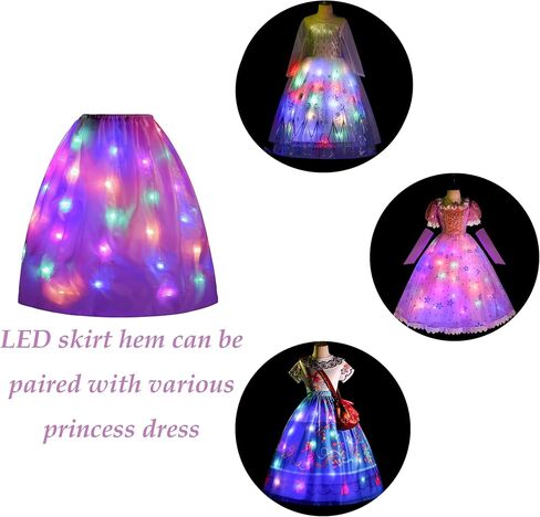 Light Up Princess Dress for Girls,Elsa White Costume Kids with Led Dress Up for Carnival Cosplay Halloween Christmas in Saudi Arabia