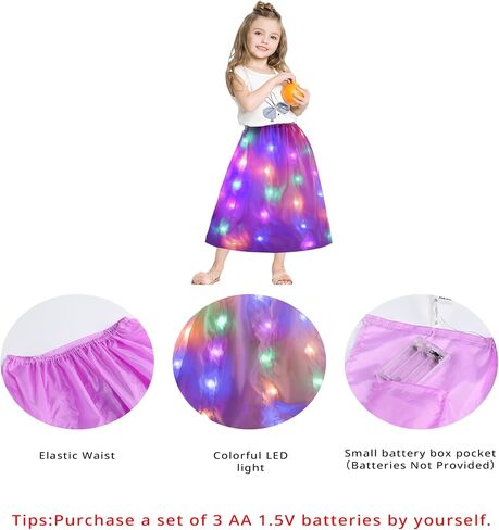 Light Up Princess Dress for Girls,Elsa White Costume Kids with Led Dress Up for Carnival Cosplay Halloween Christmas in Saudi Arabia