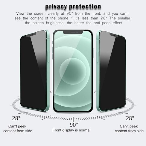 QHOHQ [2 Pack] Privacy Screen Protector for iPhone 12 Pro Max 6.7 Inch, Anti-Spy Tempered Glass Film, 9H Hardness, 2.5D Edge, Scratch Resistant, Easy Install - Case Friendly in Kuwait