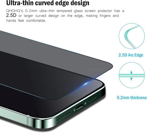 QHOHQ [2 Pack] Privacy Screen Protector for iPhone 12 Pro Max 6.7 Inch, Anti-Spy Tempered Glass Film, 9H Hardness, 2.5D Edge, Scratch Resistant, Easy Install - Case Friendly in Kuwait