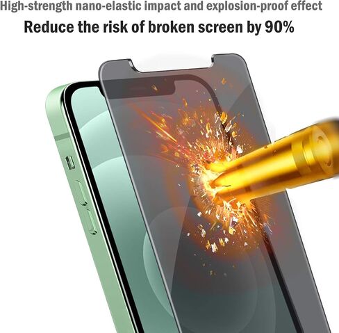 QHOHQ [2 Pack] Privacy Screen Protector for iPhone 12 Pro Max 6.7 Inch, Anti-Spy Tempered Glass Film, 9H Hardness, 2.5D Edge, Scratch Resistant, Easy Install - Case Friendly in Kuwait