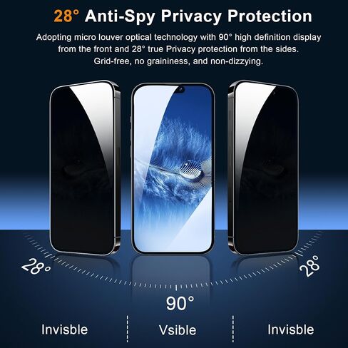 QHOHQ [2 Pack] Privacy Screen Protector for iPhone 12 Pro Max 6.7 Inch, Anti-Spy Tempered Glass Film, 9H Hardness, 2.5D Edge, Scratch Resistant, Easy Install - Case Friendly in Kuwait