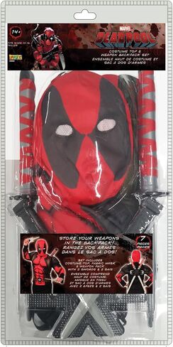 طقم ملابس علوية وحقيبة ظهر سلاح من Rubie's Imagine Deadpool، مقاس صغير جدًا للبالغين in Saudi Arabia