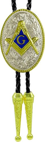 Moranse Bolo Tie with Masonic Monogram Symbol Design Style Western Cowboy Genuine and Cowhide Rope in Saudi Arabia