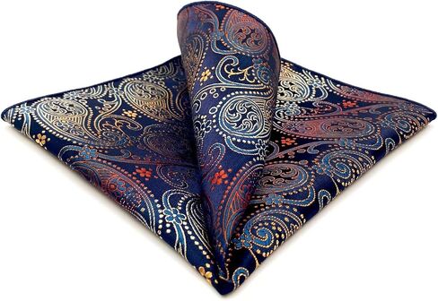 S&W SHLAX&WING Mens Pocket Square Paisley Multicolor Large for Business Wedding in Kuwait