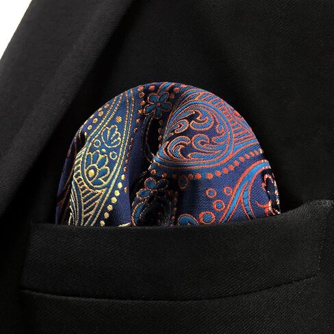 S&W SHLAX&WING Mens Pocket Square Paisley Multicolor Large for Business Wedding in Kuwait