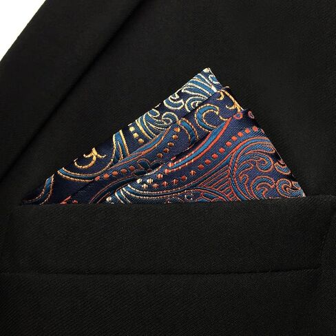 S&W SHLAX&WING Mens Pocket Square Paisley Multicolor Large for Business Wedding in Kuwait