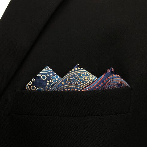 S&W SHLAX&WING Mens Pocket Square Paisley Multicolor Large for Business Wedding in Kuwait