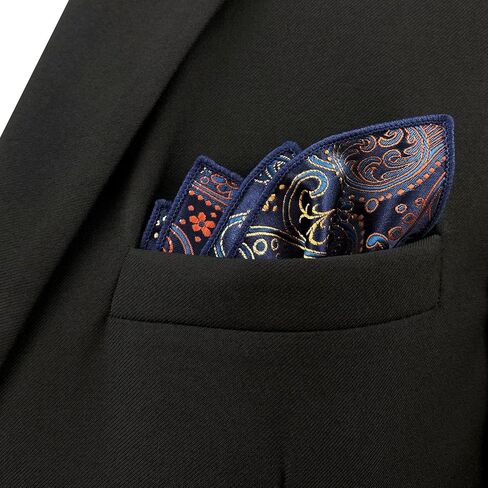 S&W SHLAX&WING Mens Pocket Square Paisley Multicolor Large for Business Wedding in Kuwait