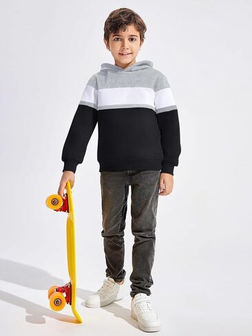 Haloumoning Boys Color Block Pullover Hoodies Kids Fashion Hooded Sweatshirts with Kangaroo Pockets in Saudi Arabia