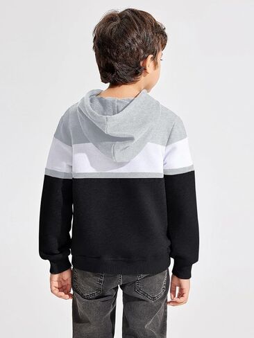 Haloumoning Boys Color Block Pullover Hoodies Kids Fashion Hooded Sweatshirts with Kangaroo Pockets in Saudi Arabia