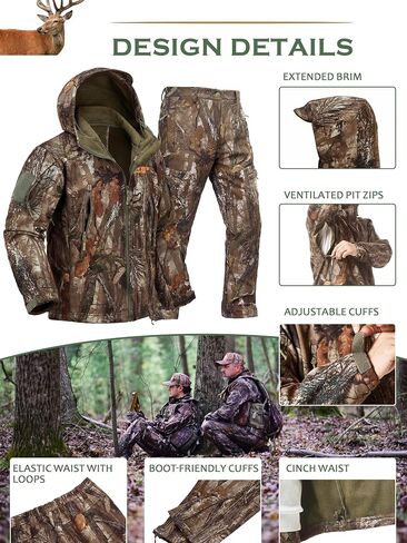 NEW VIEW Camo Hunting Clothes for Men,Quiet Warm Hunting Jacket and Pants,Water Resistant Hunting Suit for Deer Duck Bow Hunt in Saudi Arabia
