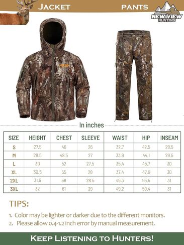 NEW VIEW Camo Hunting Clothes for Men,Quiet Warm Hunting Jacket and Pants,Water Resistant Hunting Suit for Deer Duck Bow Hunt in Saudi Arabia