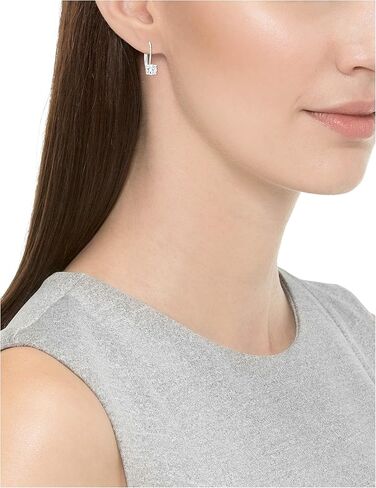 Amazon Essentials Platinum Plated Sterling Silver Round Cut Cubic Zirconia Leverback Earrings (6.5mm) in Saudi Arabia