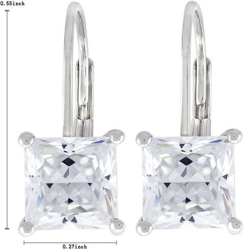 Amazon Essentials Platinum Plated Sterling Silver Round Cut Cubic Zirconia Leverback Earrings (6.5mm) in Saudi Arabia