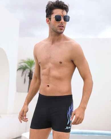 ملابس سباحة رياضية للرجال من KANAV مكونة من 4 قطع، سريعة الجفاف بأرجل مربعة، ملابس سباحة تنافسية in Kuwait