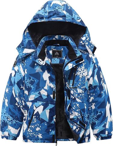 Kid's Ski Jacket Waterproof Winter Coat Boy's and Girl's Fleece Snowboarding Jackets with Detachable Hood in Saudi Arabia