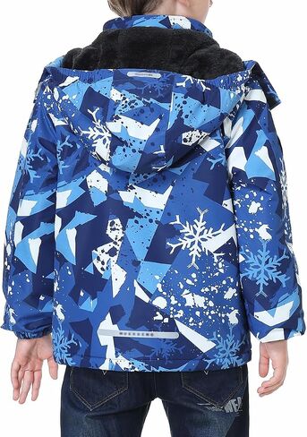 Kid's Ski Jacket Waterproof Winter Coat Boy's and Girl's Fleece Snowboarding Jackets with Detachable Hood in Saudi Arabia