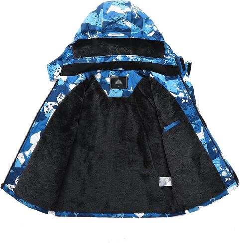 Kid's Ski Jacket Waterproof Winter Coat Boy's and Girl's Fleece Snowboarding Jackets with Detachable Hood in Saudi Arabia