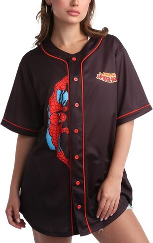 Marvel Women's Spider-Man Baseball Jersey - Novelty Fashion Spider-Man Uniform Shirt - Spidey Jersey Top for Women (S-L) in Saudi Arabia