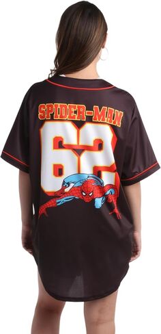 Marvel Women's Spider-Man Baseball Jersey - Novelty Fashion Spider-Man Uniform Shirt - Spidey Jersey Top for Women (S-L) in Saudi Arabia