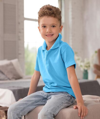 Boys Polo Shirt Short Sleeve Button Down Shirt Moisture Wicking Golf Shirts Performance Polo Shirts for kids in Saudi Arabia