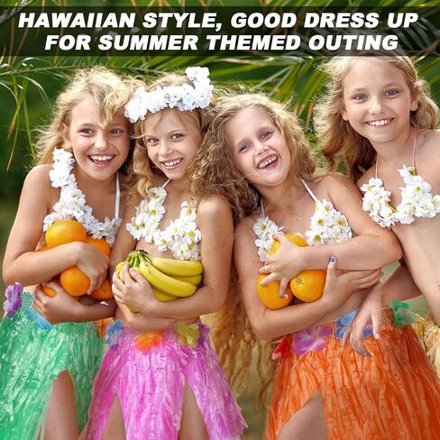 Sumind 20 Pieces Hawaiian Luau Hula Skirts Small Kids Grass Skirts Hawaiian Skirt for Kids Children's Hula Skirts Grass Skirts for Luau Party, Hula Theme Birthday Party, Beach Party, 12 Inch in Saudi Arabia