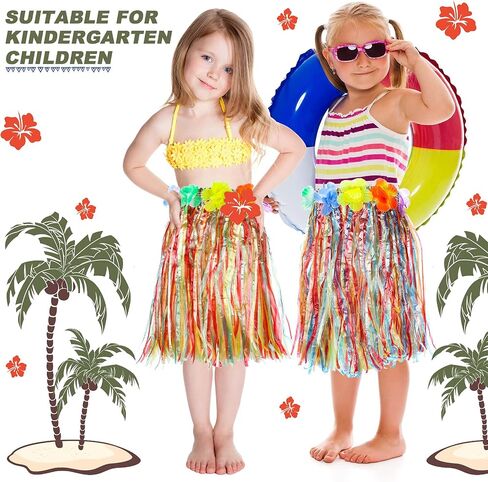 Sumind 20 Pieces Hawaiian Luau Hula Skirts Small Kids Grass Skirts Hawaiian Skirt for Kids Children's Hula Skirts Grass Skirts for Luau Party, Hula Theme Birthday Party, Beach Party, 12 Inch in Saudi Arabia