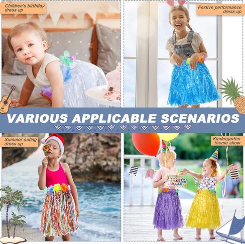 Sumind 20 Pieces Hawaiian Luau Hula Skirts Small Kids Grass Skirts Hawaiian Skirt for Kids Children's Hula Skirts Grass Skirts for Luau Party, Hula Theme Birthday Party, Beach Party, 12 Inch in Saudi Arabia