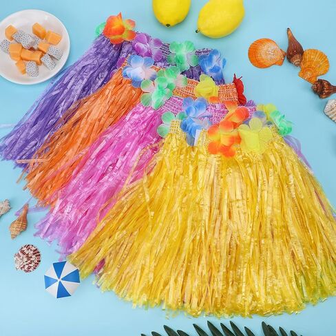 Sumind 20 Pieces Hawaiian Luau Hula Skirts Small Kids Grass Skirts Hawaiian Skirt for Kids Children's Hula Skirts Grass Skirts for Luau Party, Hula Theme Birthday Party, Beach Party, 12 Inch in Saudi Arabia