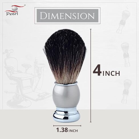 Pearl Pure Badger Shaving Brush- Brass Metal Handle | Classic & Elegant Shaving brush | Luxury Shaving Brush | 24mm Knot Size | Shaving Accessory for Men | Father's Day Gift (Silver) in Saudi Arabia