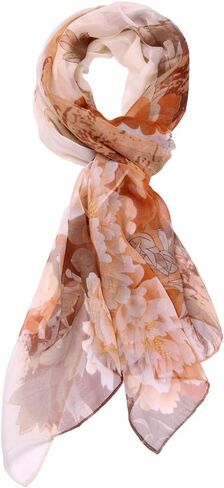 Women's Polyester Chiffon Scarf Neck Fashionable Printing Floral Country Style Lightweight Scarves for Ladies and Girls in Kuwait