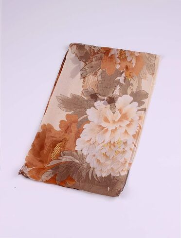 Women's Polyester Chiffon Scarf Neck Fashionable Printing Floral Country Style Lightweight Scarves for Ladies and Girls in Kuwait