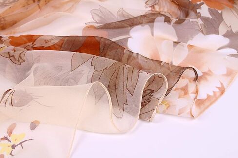 Women's Polyester Chiffon Scarf Neck Fashionable Printing Floral Country Style Lightweight Scarves for Ladies and Girls in Kuwait