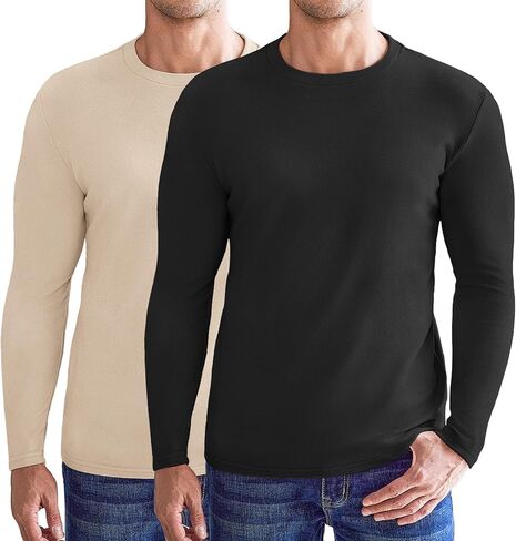 Ekouaer 2 Pack Mens Long Sleeve Shirts Crewneck Fleece Thermal Undershirts Midweight Sweatshirts Base Layer Pullover Tee Tops in Saudi Arabia