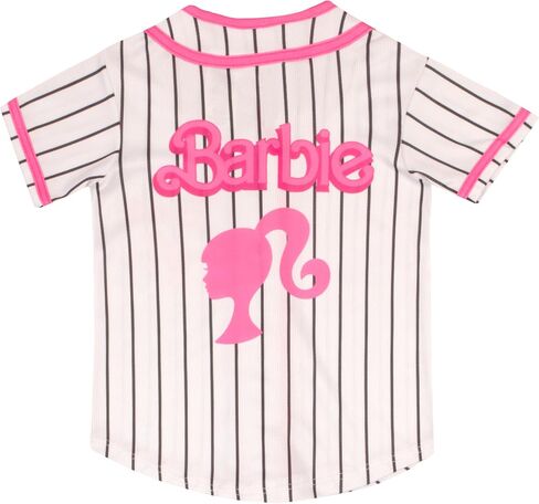 Barbie Girls Baseball Jersey - Mesh Short Sleeve Button Down Sports Shirt Graphic Print for Kids in Saudi Arabia