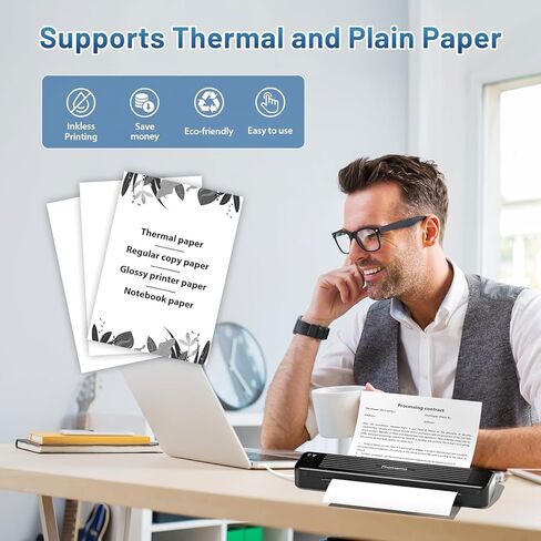 Phomemo Portable Printers Wireless for Travel, P831 Bluetooth Thermal Transfer Printer Support 8.5" X 11" US Letter/A4/A5/B5 Copy Paper, 300 DPI Mobile Inkless Printer for iOS, Android & Laptop in Kuwait