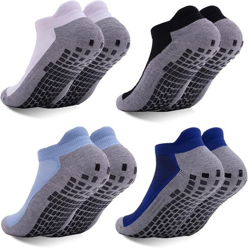 Men’s Non Slip Socks with Grips Yoga Pilates Socks Anti Skid Athletic Ankle Socks Gym Home Thick Socks 4 Pairs in Saudi Arabia