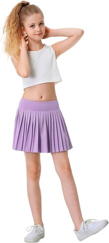 تنانير الفتيات ذات الثنيات مع السراويل القصيرة، تنورة التنس المرنة للفتيات مع جيوب، تنانير الجولف الرياضية، سكورت كاجوال in Kuwait