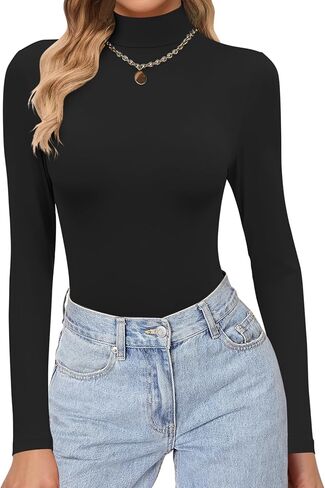Ekouaer Women's Turtleneck Shirts Long Sleeve Soft Lightweight Fitted Mock Thermal Base Layer Tops in Saudi Arabia