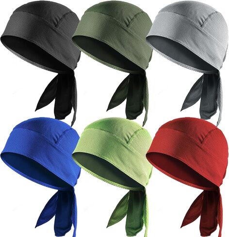 6 Pack Breathable Doo Rags for Men, Sweat Wicking Dew Rags, Cooling Do Rag Skull Cap Helmet Line for Men in Saudi Arabia