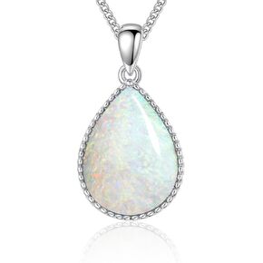 DOLIOX Genuine Turquoise Necklaces Jewelry for Women 925 Sterling Silver Teardrop Blue Green Pendant Birthday Gift for Her Mom Wife