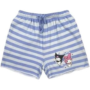 Kuromi & My Melody Characters in Heart Frame Blue and White StripedUnisex Adult Shorts