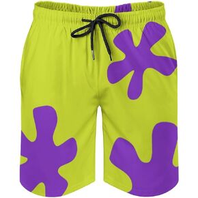 Patrick Star Shorts Cartoon Men's Swim Trunks with Drawstring Waist Quick Dry Mesh Lining and Pockets Beach Shorts