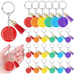 First Day of School Gift for Student Inspirational Rainbow Keychain Acrylic Keychain with Tassels Party Favor
