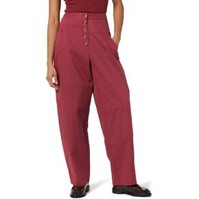 The Drop Women's Tibetan Red High-Waist Barrel Leg Pants by @takkunda